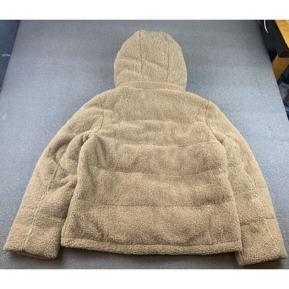 Sanctuary Sherpa Hooded Puffer Jacket Size M Teddy Bear Coat Faux Fur Tan - Picture 2 of 12